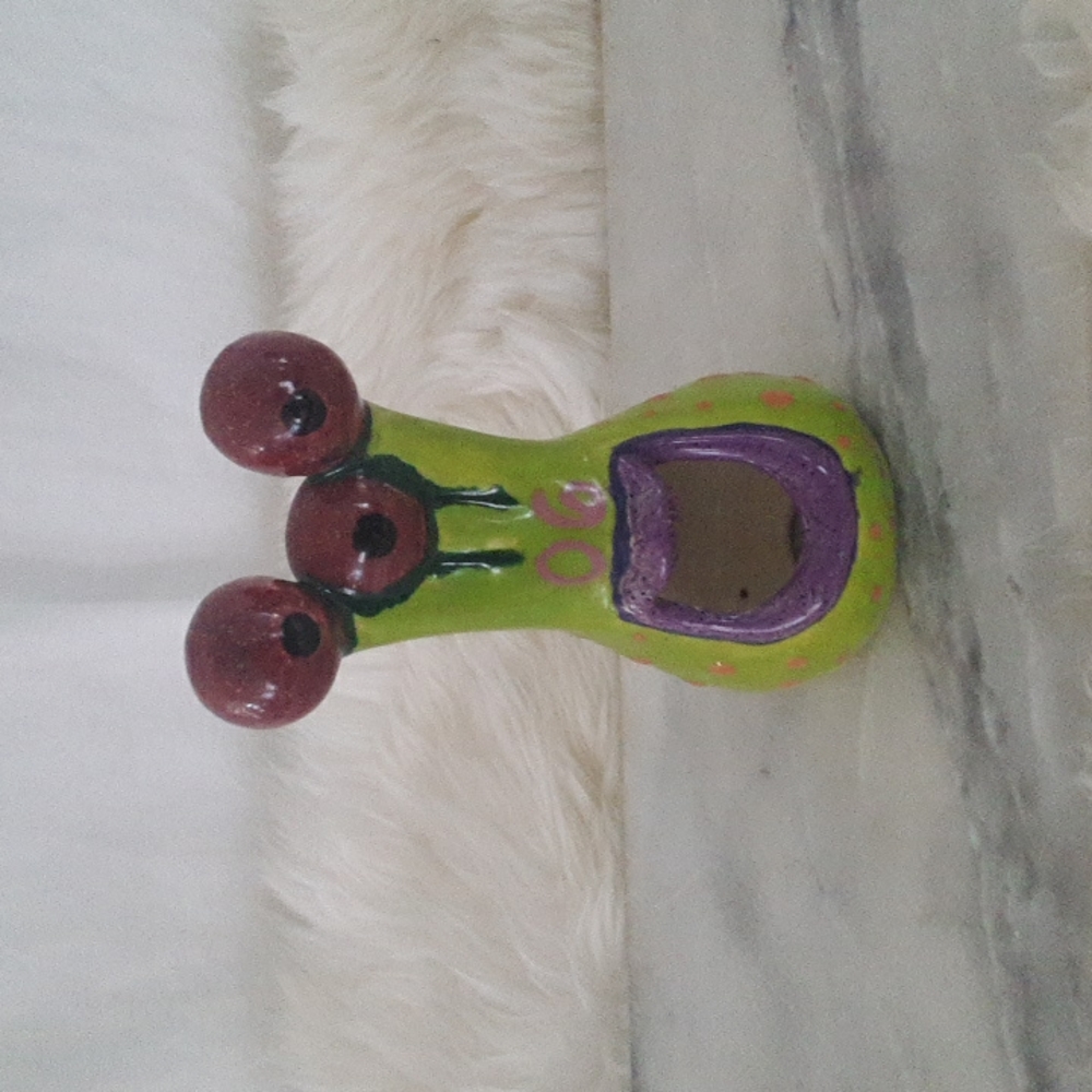 3/$15 Ceramic Three Eyed Monster Figurine Halloween